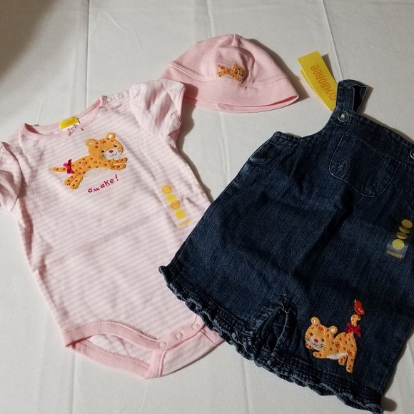 Gymboree Newborn Essentials {Jungle Parade} NWT 3-6 month overalls, bodysuit & 0 - Picture 2 of 5
